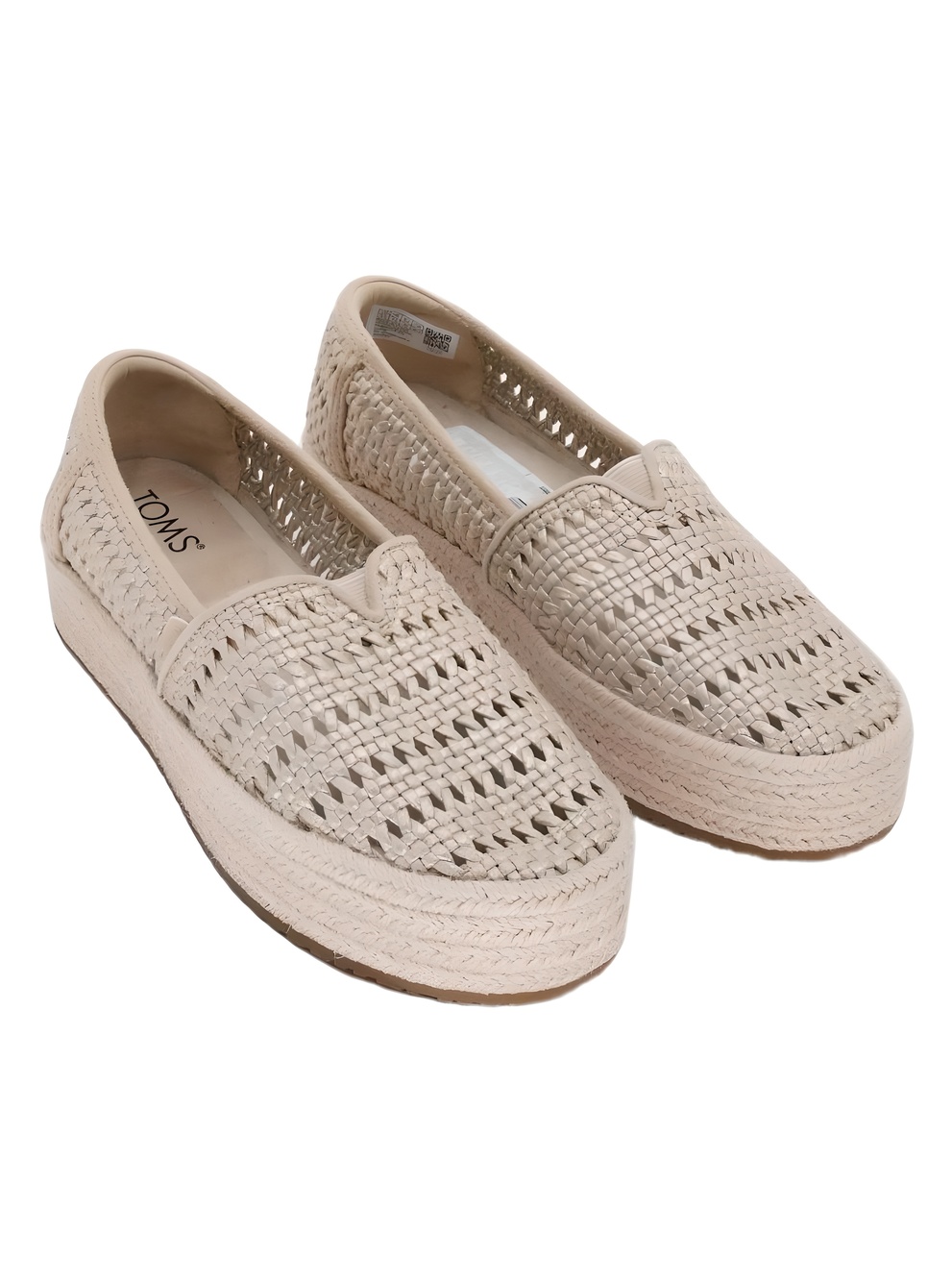 Toms Womens Valencia Champagne Metallic Basket Weave Slip-On Size 9.5M